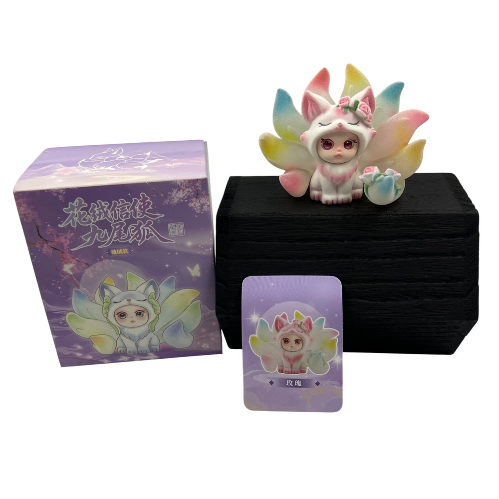 Xinzhiji Flower Messenger Nine-Tailed Fox Rose Flocked Figure Confirmed Box